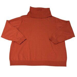 Womens Turtleneck Sweater Dressbarn 14/16 Acrylic & Cotton Blend Rust Orange